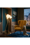 Lampa podłogowa WOMAN 180 cm – złota figura kobiety z białymi kloszami Step Into Design